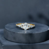 Certified 1 Carat Oval Lab Grown Diamond Engagement Ring With Side Stones