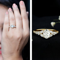 Certified 1 Carat Oval Lab Grown Diamond Engagement Ring With Side Stones