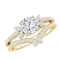 Certified 6 MM Cushion Lab Grown Diamond Engagement Ring with Wedding Band