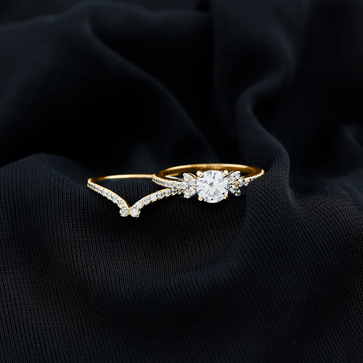 Certified 6 MM Cushion Lab Grown Diamond Engagement Ring with Wedding Band