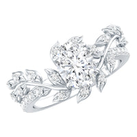 6X8MM Oval Lab Grown Diamond Petal Prong Engagement Ring