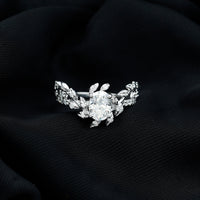 6X8MM Oval Lab Grown Diamond Petal Prong Engagement Ring