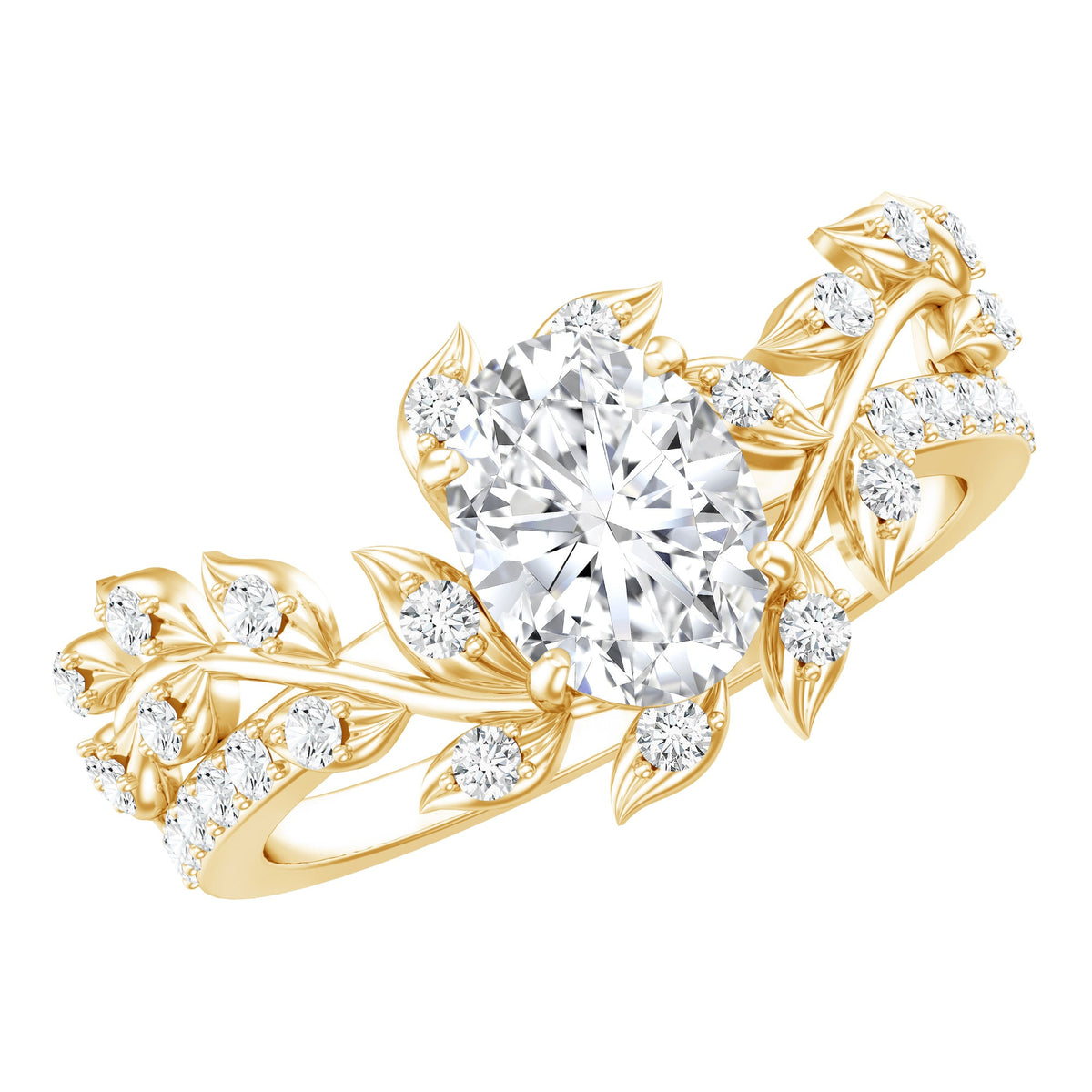 6X8MM Oval Lab Grown Diamond Petal Prong Engagement Ring