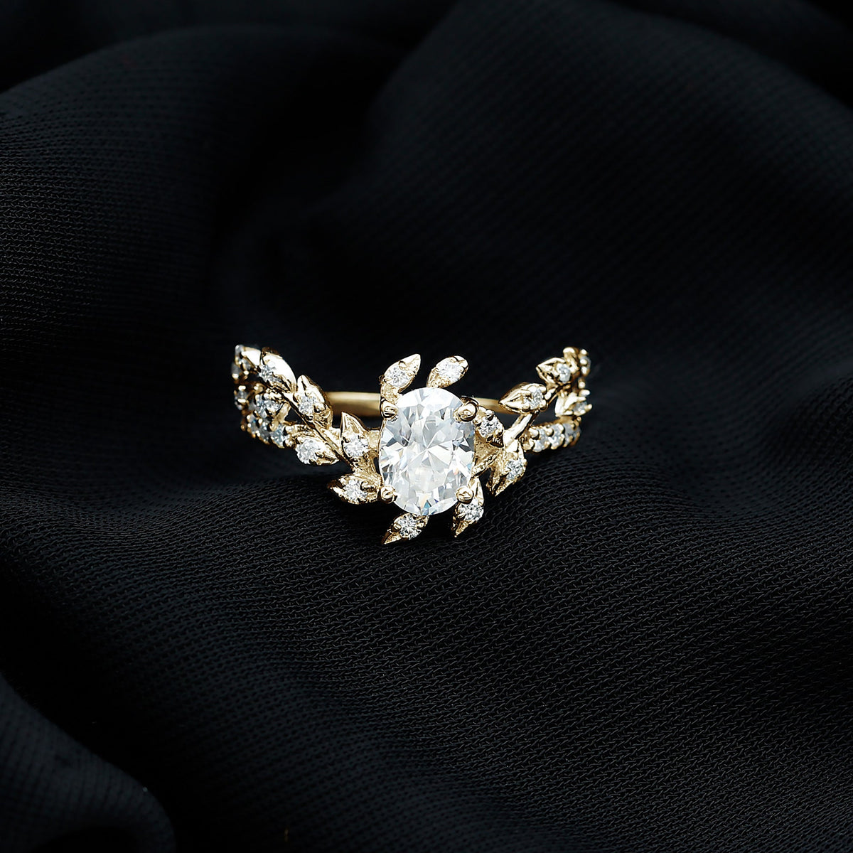 6X8MM Oval Lab Grown Diamond Petal Prong Engagement Ring