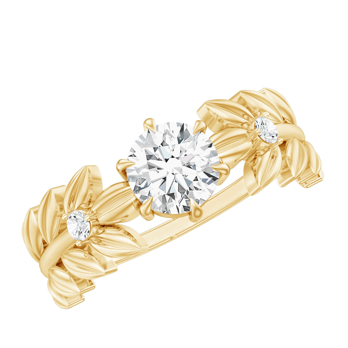 6 MM Lab Grown Diamond Nature Inspired Engagement Ring