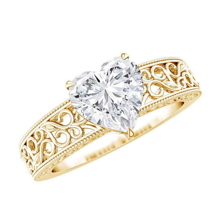 Rosec Jewels 2 Carat lab-grown diamond heart engagement ring featuring a sparkling heart-shaped diamond set in a elegant ring.