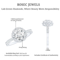 Certified 7 MM Lab Grown Diamond Halo Engagement Ring