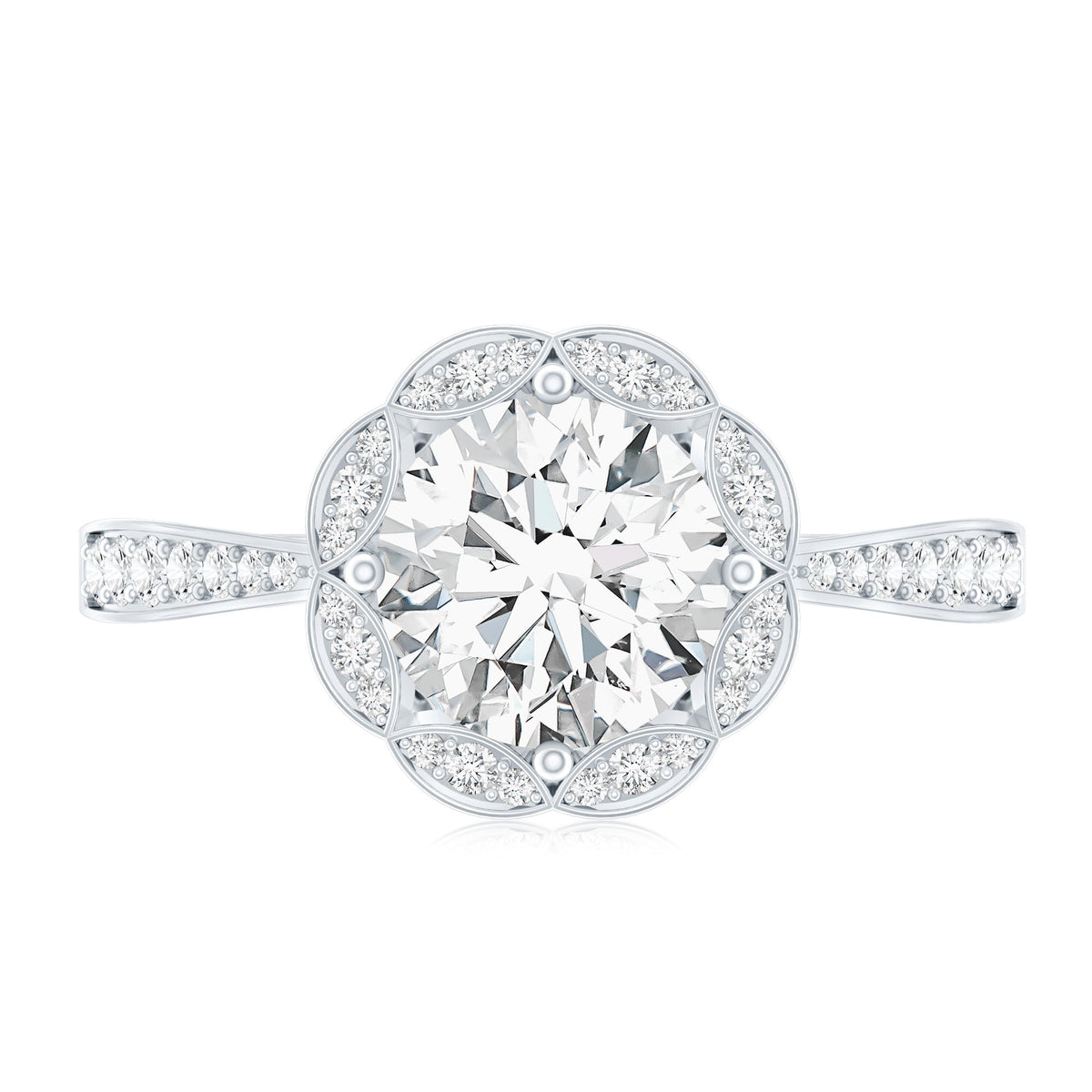 Certified 7 MM Lab Grown Diamond Halo Engagement Ring