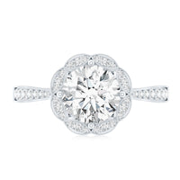 Certified 7 MM Lab Grown Diamond Halo Engagement Ring