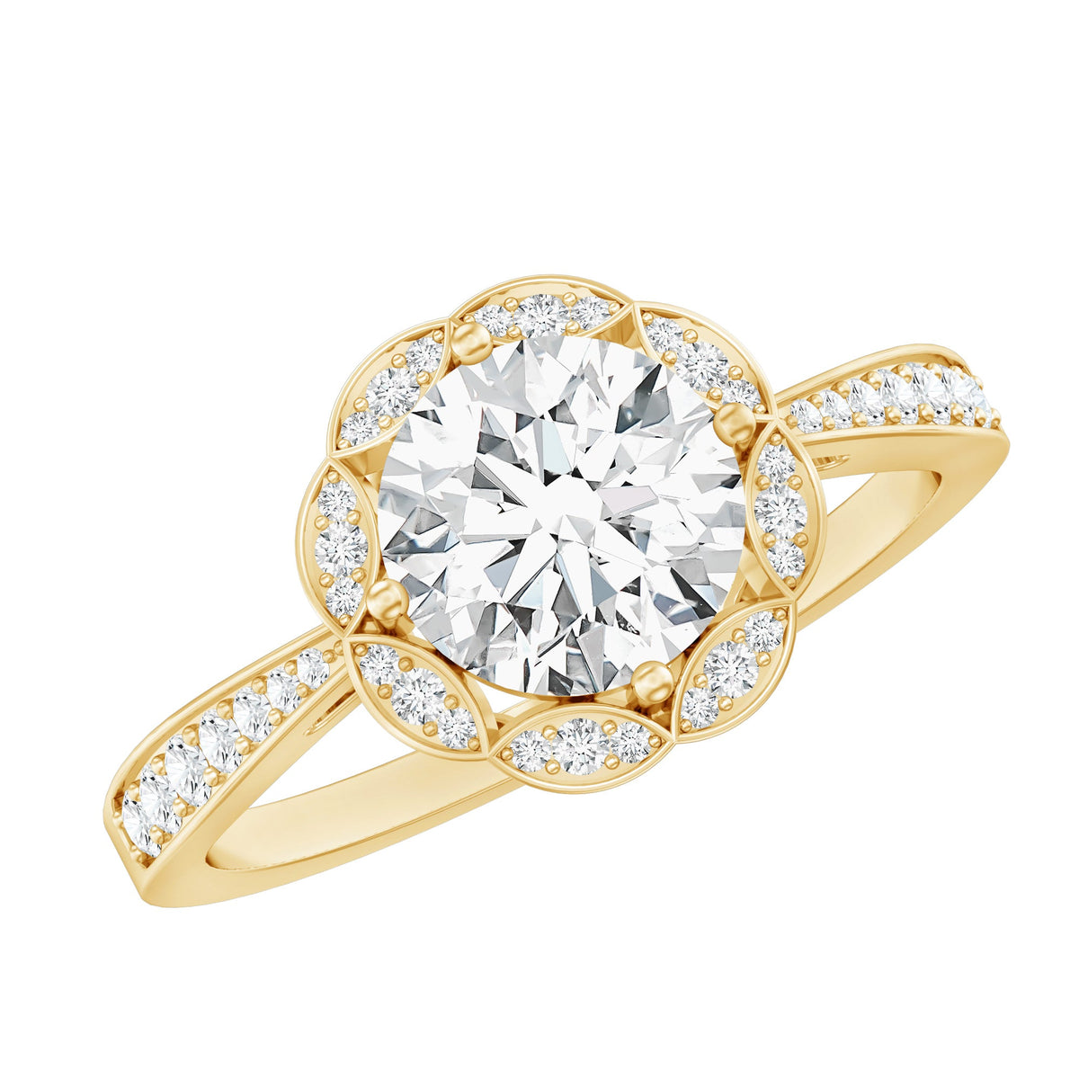 Certified 7 MM Lab Grown Diamond Halo Engagement Ring