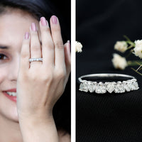Certified Lab Heart Shaped Diamond Half Eternity Ring