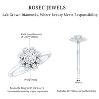 Certified Lab Grown Diamond Flower Promise Ring For Women