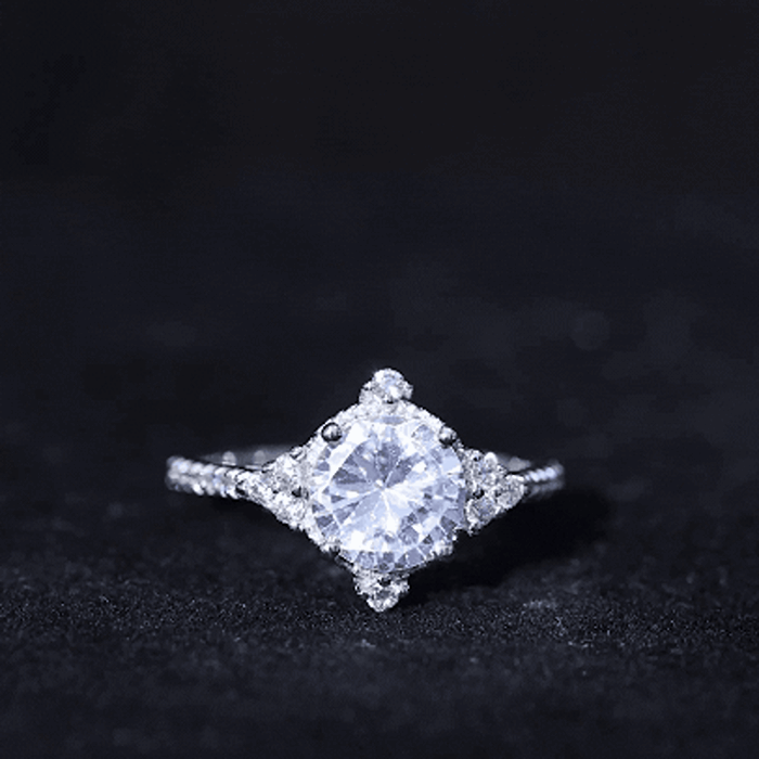 Yellow gold vintage-inspired engagement ring with an 8 mm lab-grown diamond from Rosec Jewels featuring intricate detailing.