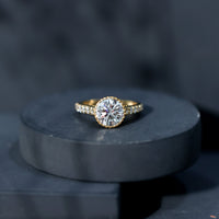 Certified Bezel Set Lab Grown Diamond Engagement Ring With Side Stones