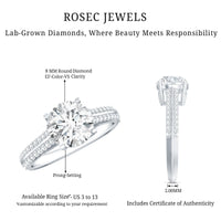 Certified Lab Grown Diamond 2 Carat Simple Engagement Ring With Side Stones