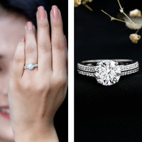 Certified Lab Grown Diamond 2 Carat Simple Engagement Ring With Side Stones