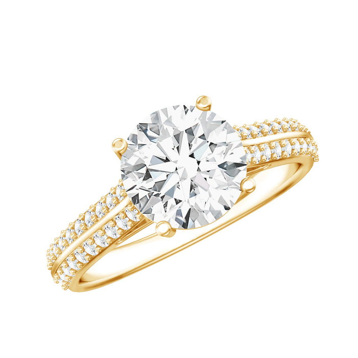Certified lab-grown diamond 2 carat engagement ring with side stones from Rosec Jewels, featuring a simple elegant design.