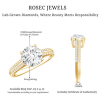 Certified Lab Grown Diamond 2 Carat Simple Engagement Ring With Side Stones