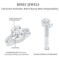 Lab Grown Diamond 8 MM Round Engagement Ring With Ring Guard