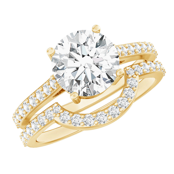 Rosec Jewels lab-grown 8mm round diamond engagement ring with matching ring guard, showcasing sparkling center stone and elegant design.