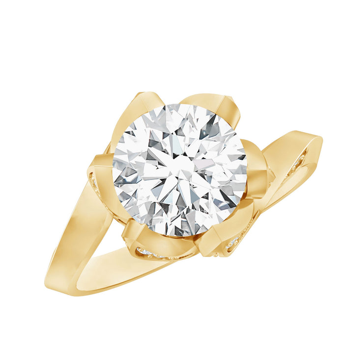 Vintage floral 2 carat lab-grown diamond engagement ring from Rosec Jewels, showcasing intricate design and sparkling center stone.
