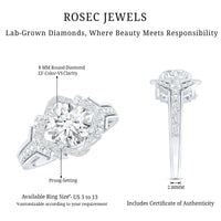 Certified 8 MM Lab Grown Diamond Vintage Style Engagement Ring