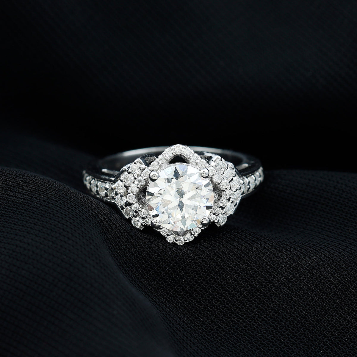 Certified 8 MM Lab Grown Diamond Vintage Style Engagement Ring