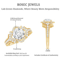 Certified 8 MM Lab Grown Diamond Vintage Style Engagement Ring