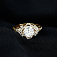 Certified 8 MM Lab Grown Diamond Vintage Style Engagement Ring