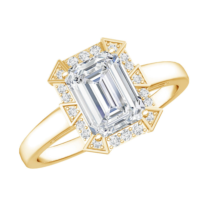 Lab grown 1.8 carat emerald cut diamond engagement ring by Rosec Jewels, showcasing a sparkling diamond set in a sleek ring.