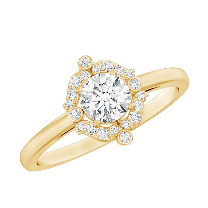 Certified 5mm lab-grown diamond engagement ring by Rosec Jewels featuring a unique design and sparkling center stone.