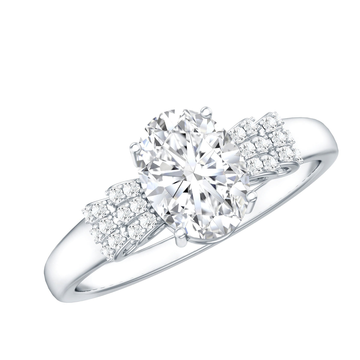 Certified 6X8 MM Oval Lab Grown Diamond Designer Engagement Ring