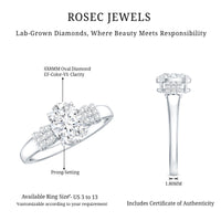 Certified 6X8 MM Oval Lab Grown Diamond Designer Engagement Ring