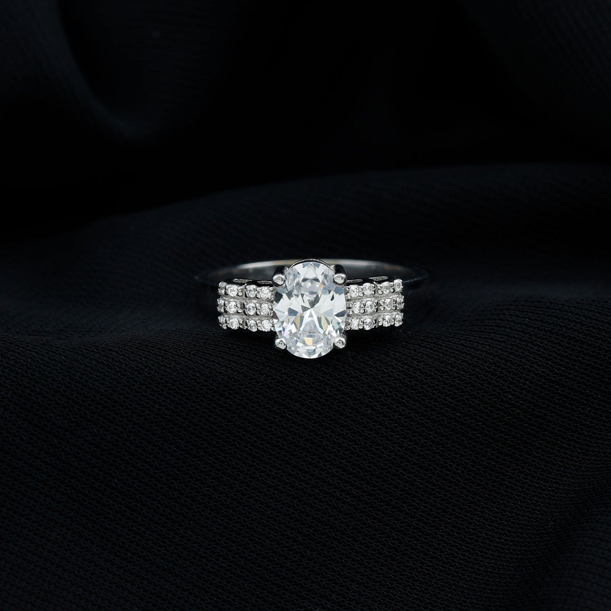Certified 6X8 MM Oval Lab Grown Diamond Designer Engagement Ring