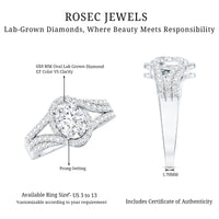 Certified 6X8 MM Oval Lab Grown Diamond Split Shank Engagement Ring