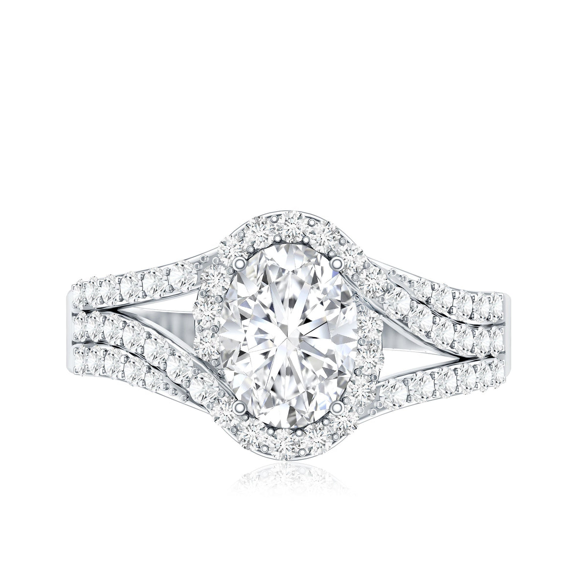 Certified 6X8 MM Oval Lab Grown Diamond Split Shank Engagement Ring