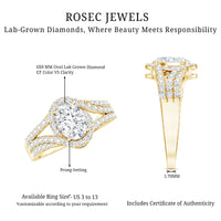 Certified 6X8 MM Oval Lab Grown Diamond Split Shank Engagement Ring