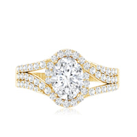 Certified 6X8 MM Oval Lab Grown Diamond Split Shank Engagement Ring