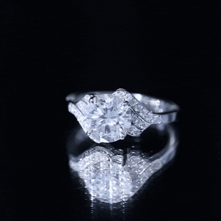 Yellow gold engagement ring with a large 8mm lab-grown diamond from Rosec Jewels, featuring a unique, elegant design.