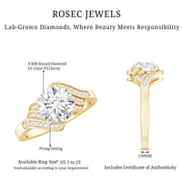 Certified 8 MM Lab Grown Diamond Unique Engagement Ring