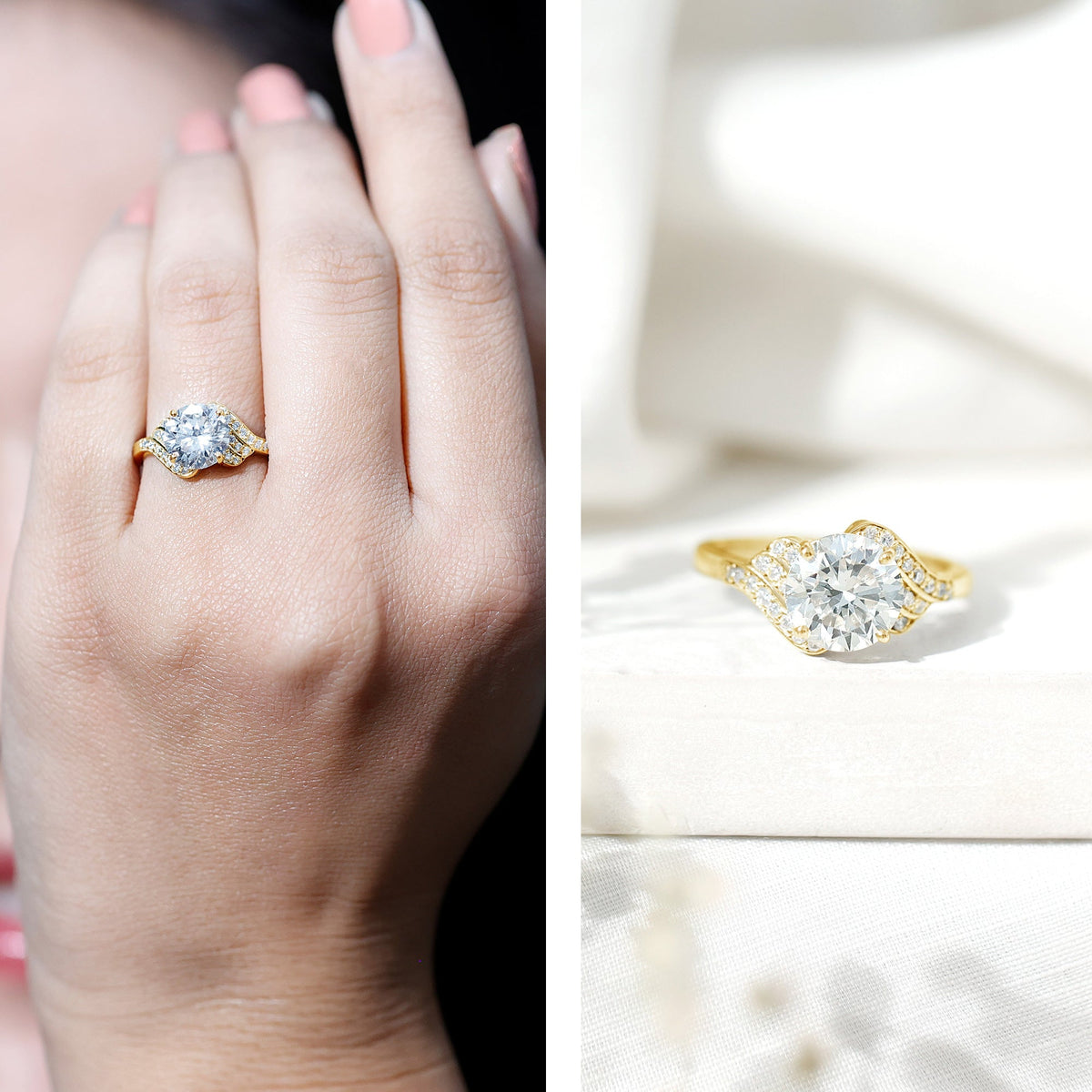 Certified 8 MM Lab Grown Diamond Unique Engagement Ring