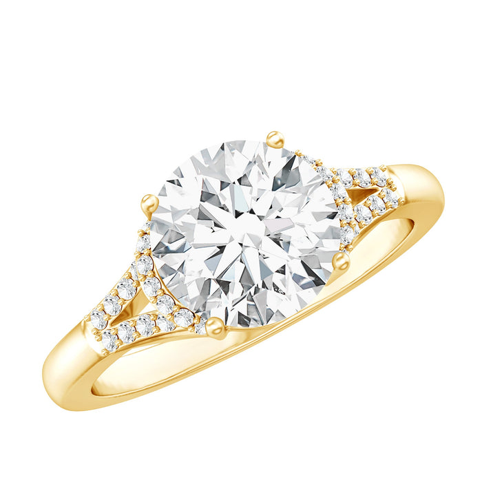 Certified 2 Carat lab-grown diamond solitaire engagement ring for women with a sleek band, featuring a sparkling central diamond.