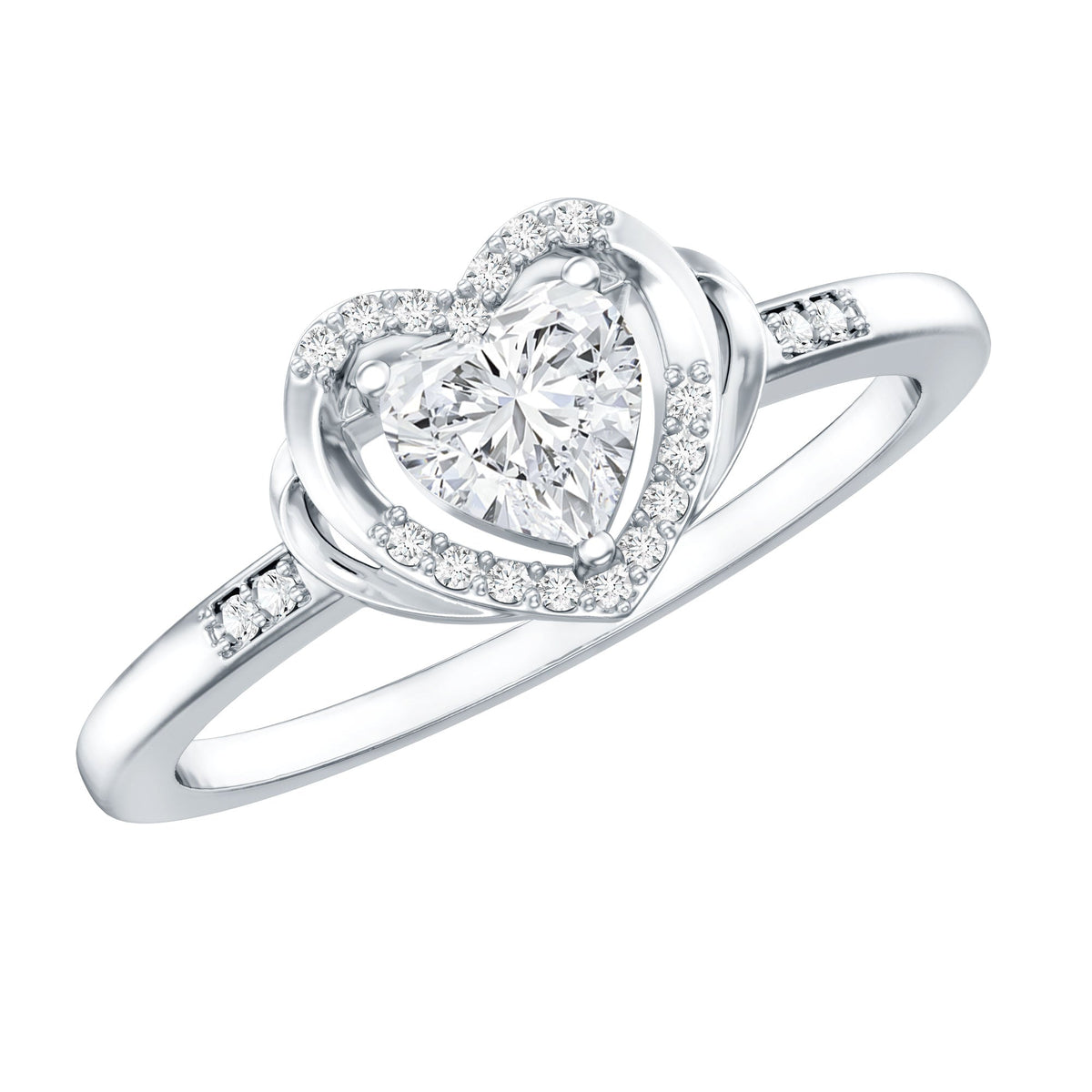 Certified Lab Created 0.5 Carat Heart Diamond Halo Engagement Ring
