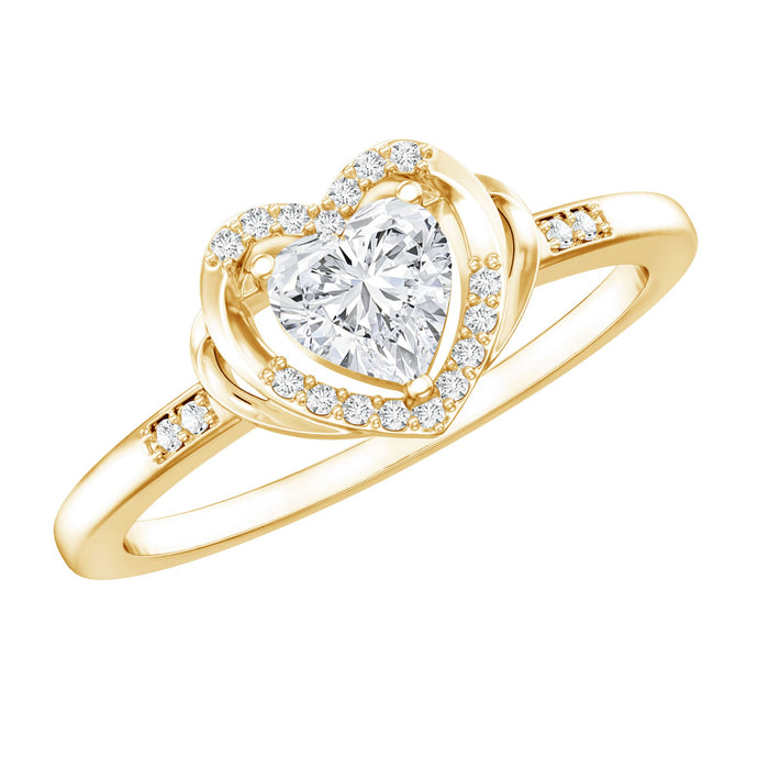 Certified lab-created 0.5 carat heart-shaped diamond halo engagement ring with rose gold band by Rosec Jewels.