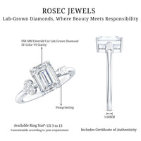 Lab Grown Diamond Emerald Cut Designer Engagement Ring