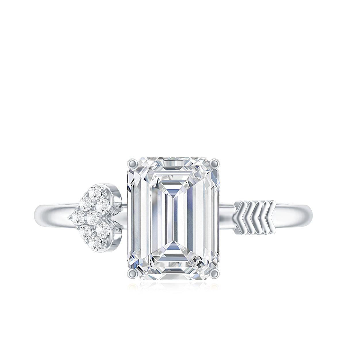 Lab Grown Diamond Emerald Cut Designer Engagement Ring