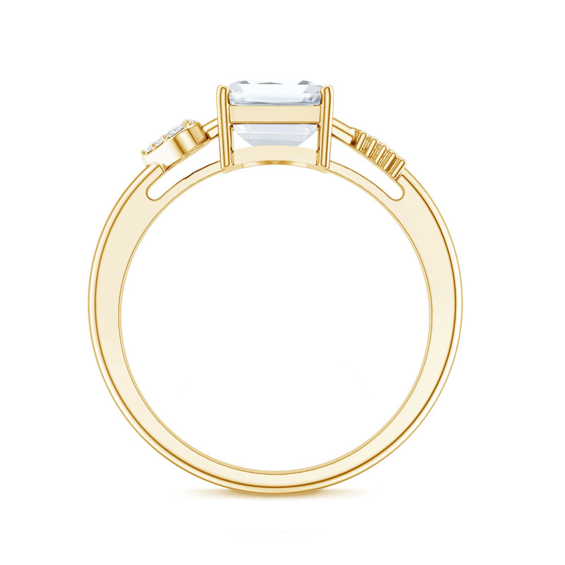 Lab grown diamond emerald cut engagement ring by Rosec Jewels featuring a sleek, elegant design and a sparkling central diamond.