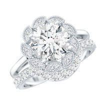 Lab Grown Diamond Vintage Inspired Engagement Ring with Wedding Band