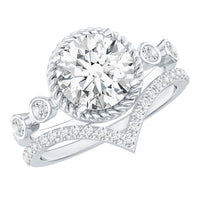 Certified Lab Grown Diamond Solitaire Bridal Ring Set With Enhancer
