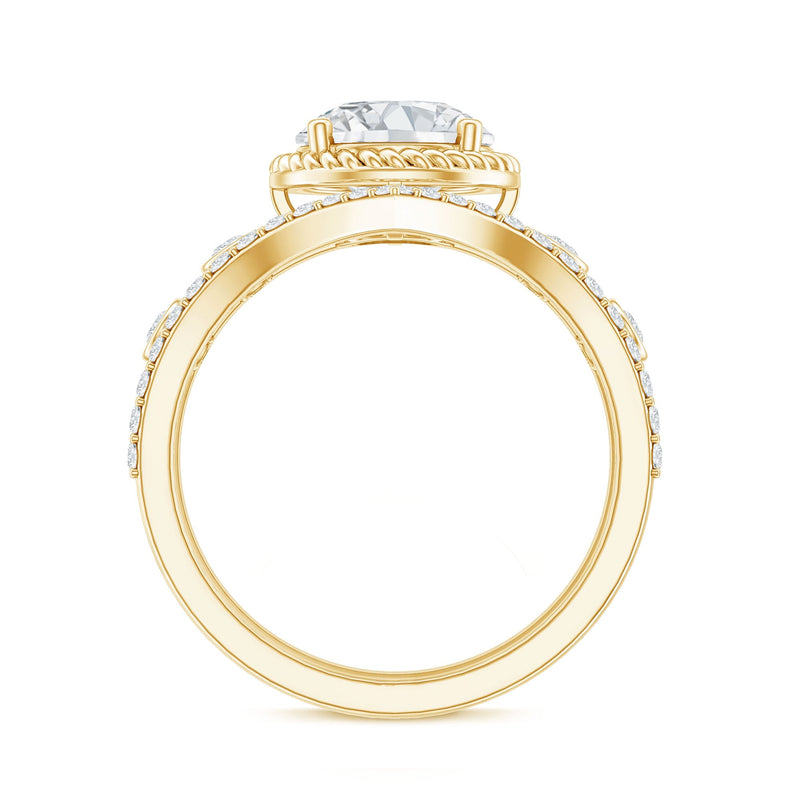 Rosec Jewels lab-grown diamond solitaire bridal ring set with enhancer, featuring sparkling diamonds and elegant ring design.